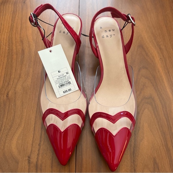 A New Day “Eleanor” Red Patent & Clear Slingback Kitten Heels – Size 6 1/2 - Picture 5 of 5